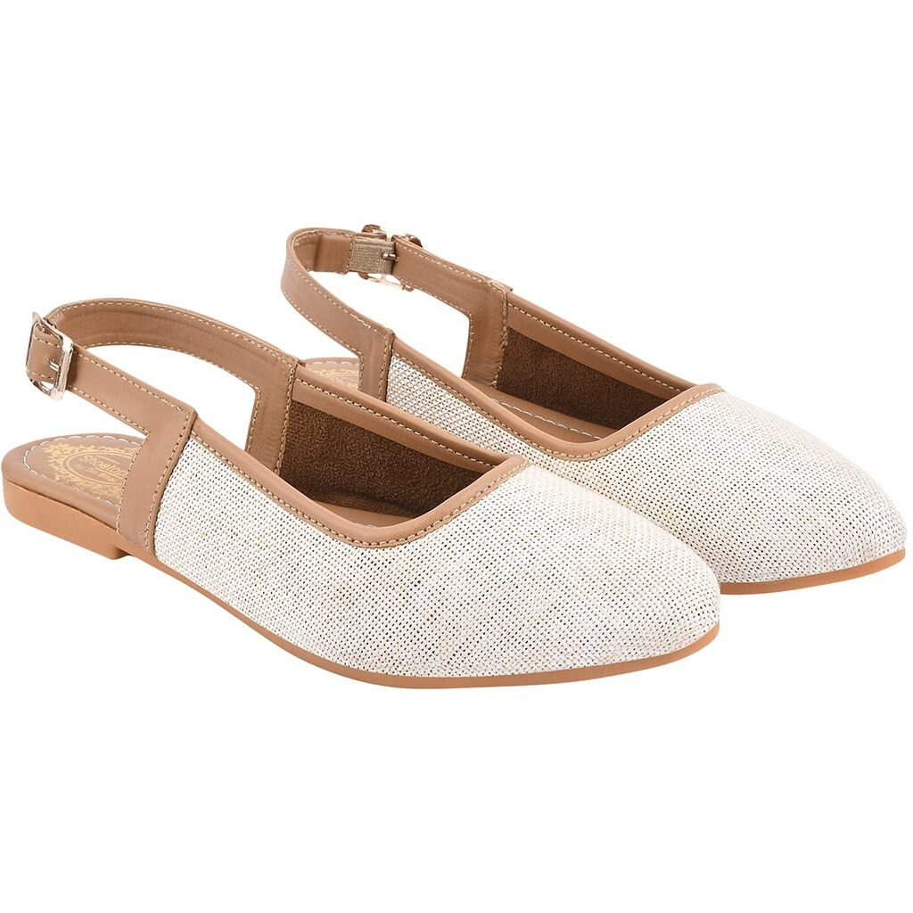 Shoetopia Women's Block Heel Ballet Flats, 4, White