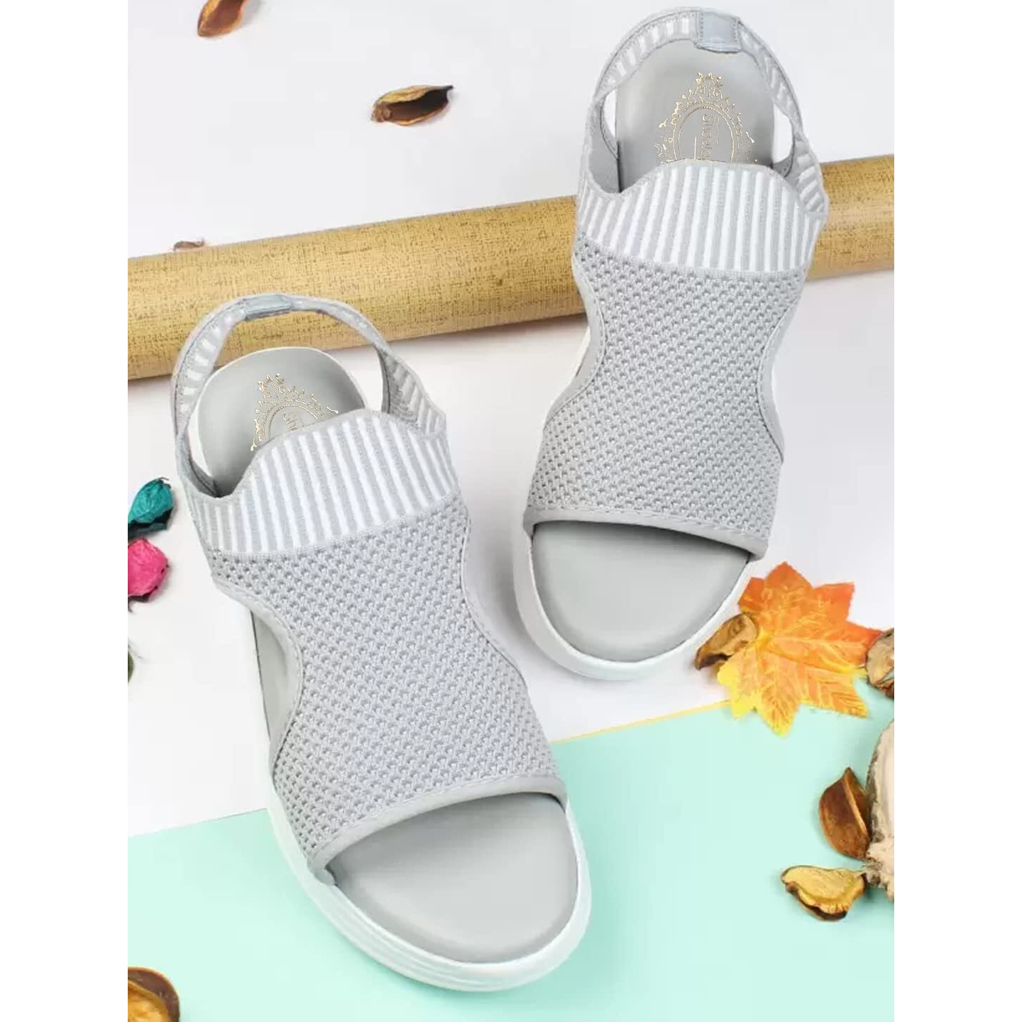 Shoetopia Lightweight Comfortable Trendy Flatforms Grey Sandals For Women & Girls