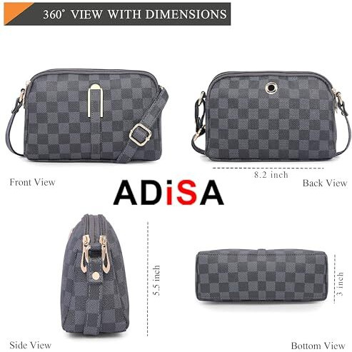 Adisa Women Girls Checks Cross Body Sling Bag (Sl5157-Grey)