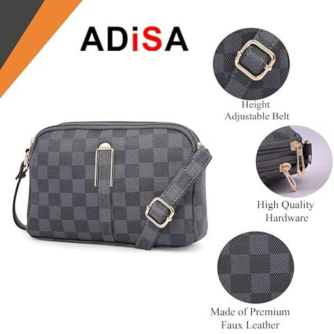 Adisa Women Girls Checks Cross Body Sling Bag (Sl5157-Grey)