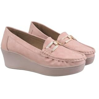 Shoetopia Upper Buckle Detailed Peach Loafers For Women & Gilrs /Eu40