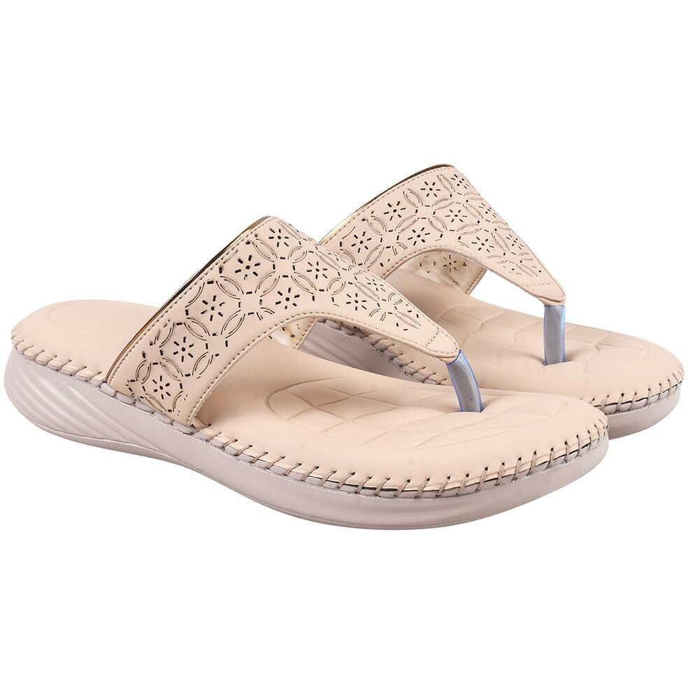 Shoetopia Orthopedic Doctor Sole Beige Comfort Slippers For Women & Girls /Eu40