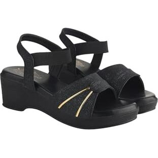 Shoetopia Elegant Black Block Sandals For Girls /Eu38