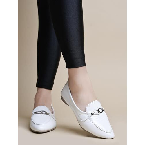 Shoetopia Pointed Toe Flat White Belly For Women & Girls /Eu39