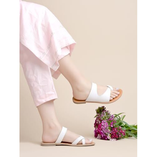 Shoetopia One Toe White Flats For Women & Girls /Eu41