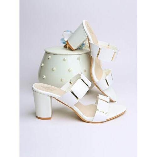 Shoetopia Girls Girls-Heel-990 White Heeled Sandal - 8 Uk (Girls-Heel-990-White)