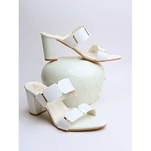 Shoetopia Girls Girls-Heel-990 White Heeled Sandal - 8 Uk (Girls-Heel-990-White)