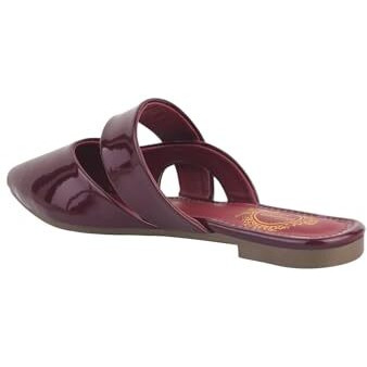 Shoetopia Solid Pointed Toe Cherry Flat Mules For Women & Girls /Eu38