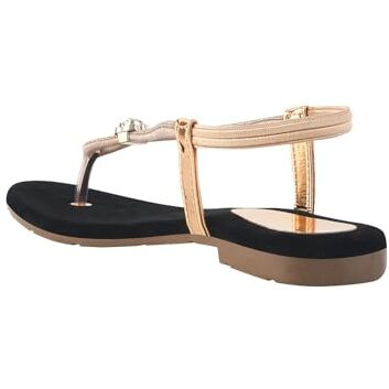Shoeopia Embellished Strap Rose-Gold Flat Sandals For Women & Girls /Eu42