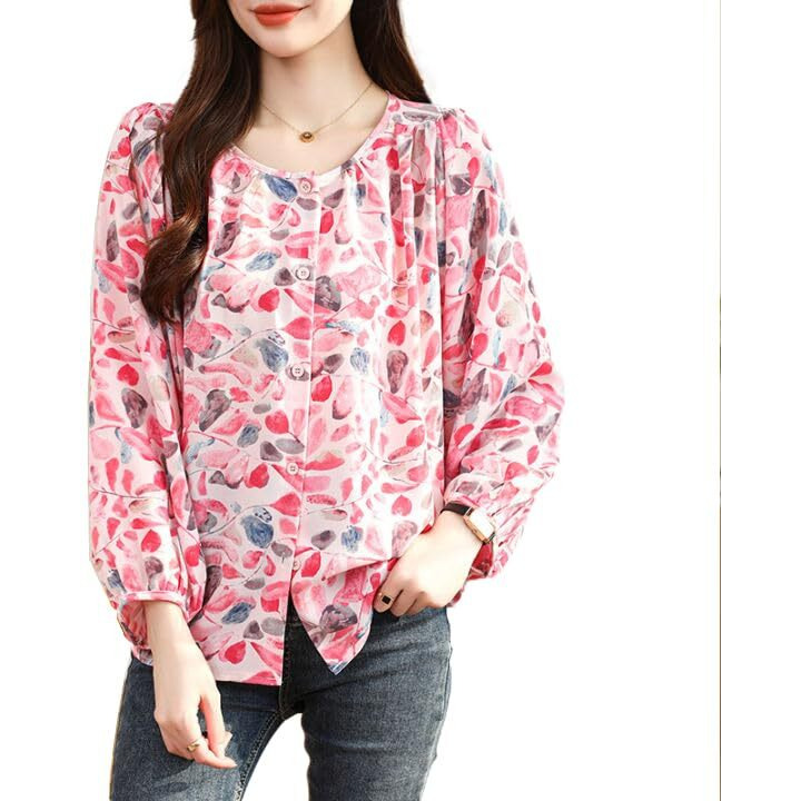 Toplot Women Shirt || Tops For Women || Western Tops For Woman Stylish || Trendy Tops || Oversized (Printed-Top-5233-Red-L)