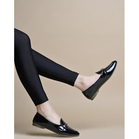 Shoetopia Pointed Toe Flat Black Belly For Women & Girls /Eu38