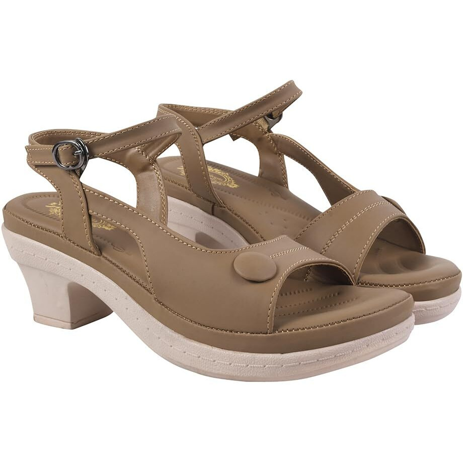 Shoetopia Orthopedic Comfortable Doctor Sole Tan Sandals For Women & Girls