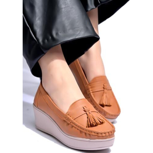 Shoetopia Smart Casual Tan Loafers For Women & Gilrs /Eu40