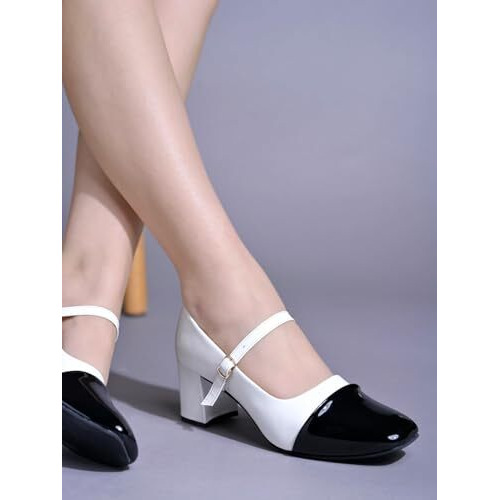 Shoetopia Stylish Buckle Detailed Black Pumps For Women /Eu41