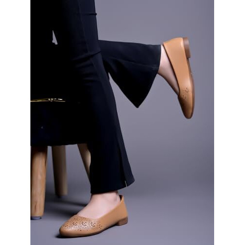 Shoetopia Textured Beige Ballerinas For Women & Girls /Eu36