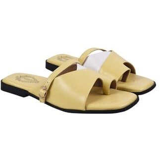 Shoetopia Solid Square Toe Casual Yellow Flats For Women & Girls /Eu39