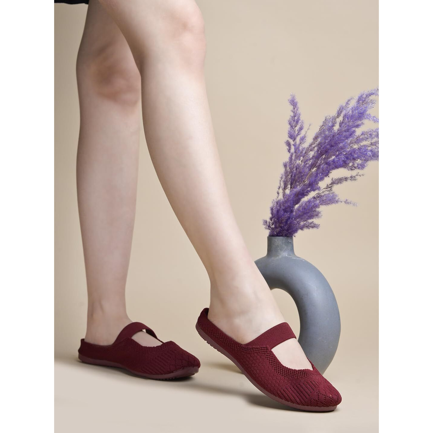 Shoetopia Comfortable Cozy & Chic Flat Cherry Mules For Women & Girls /Eu41