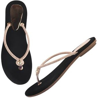 Shoeopia Embellished Strap Rose-Gold Flats For Women & Girls /Eu38