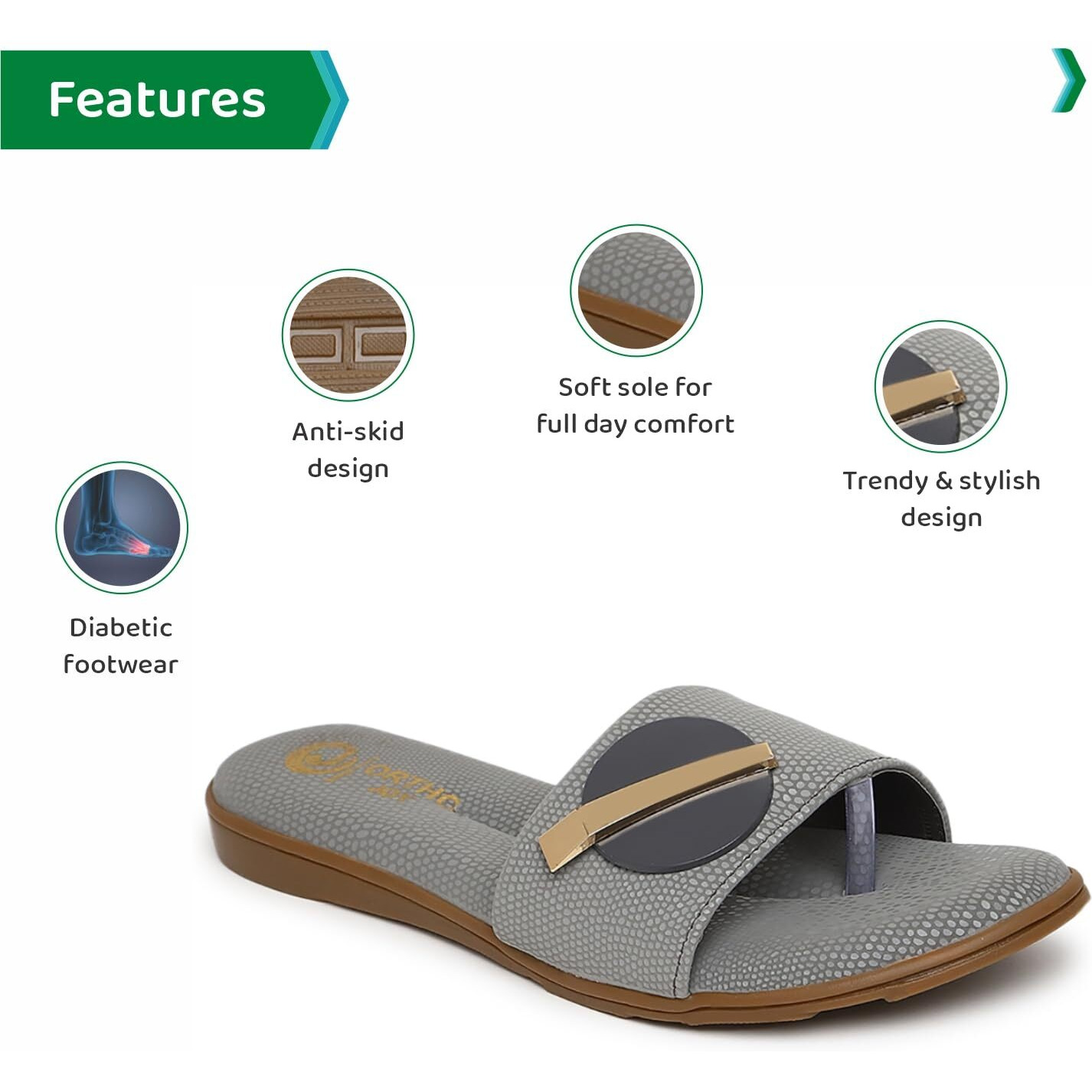 Ortho Joy Fancy Doctor Slipper For Women | Comfortable Fashionable Footwear For Women