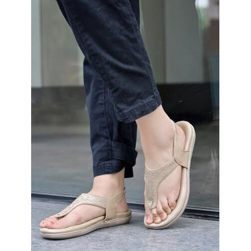 Shoetopia Women's Snd-1182 Flat Sandal-4 Kids Uk (Snd-1182-Beige)-Eu37