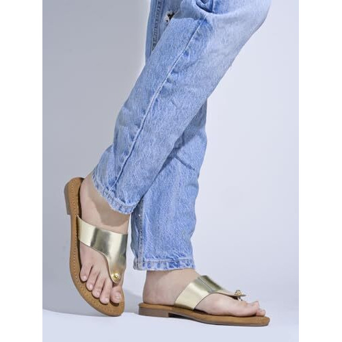 Shoetopia Ethnic Golden Flats For Women & Girls /Eu38