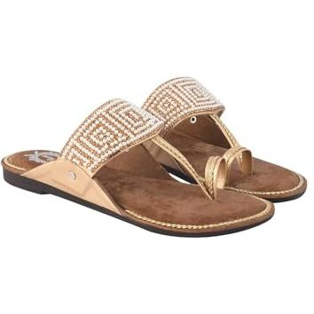 Shoetopia Chic Comfort & Stylish Golden Kolhapuri Flats For Women /Eu39