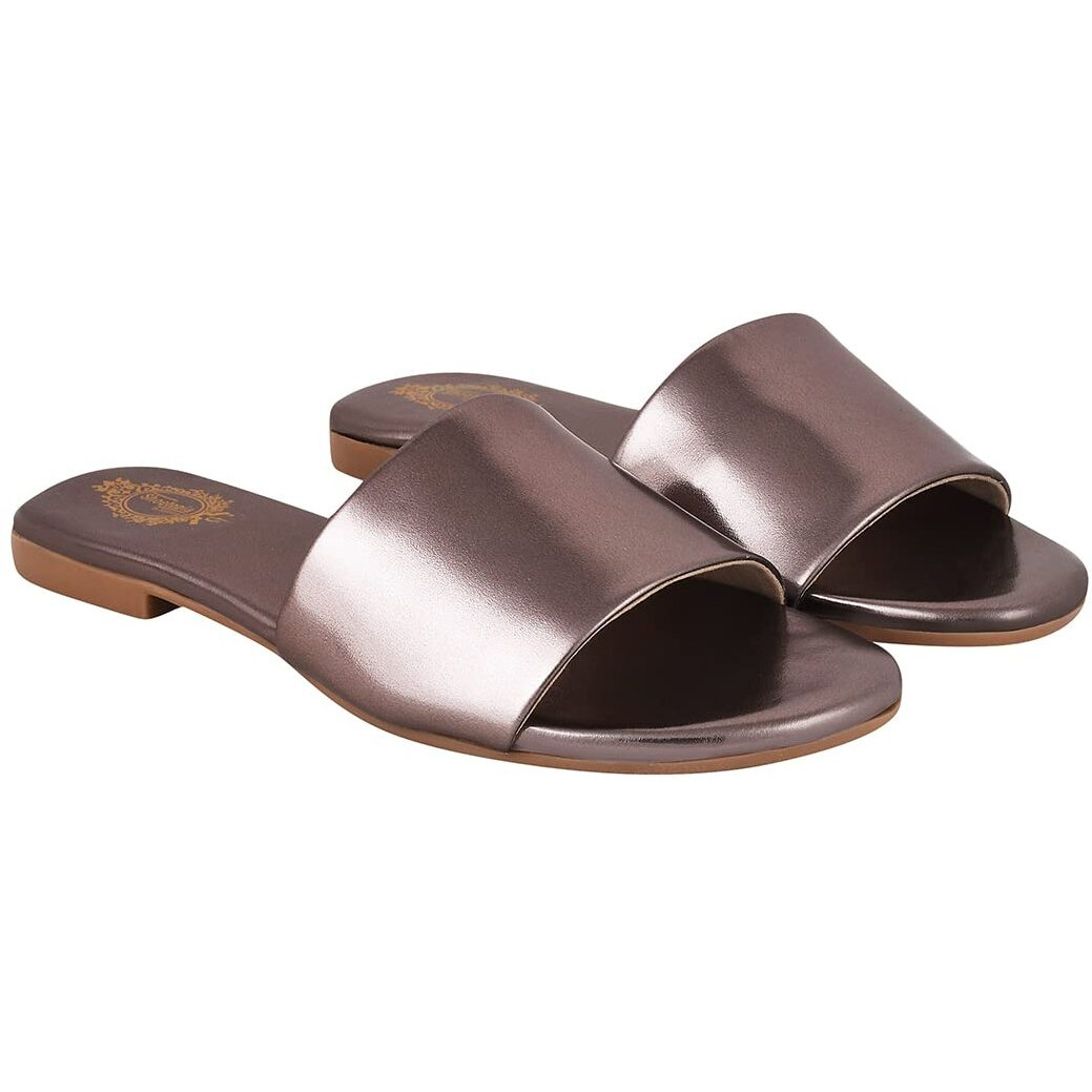 Shoetopia Girls Flat-153 Grey Flat Sandal - 7 Uk (Girls-Flat-153-Grey)
