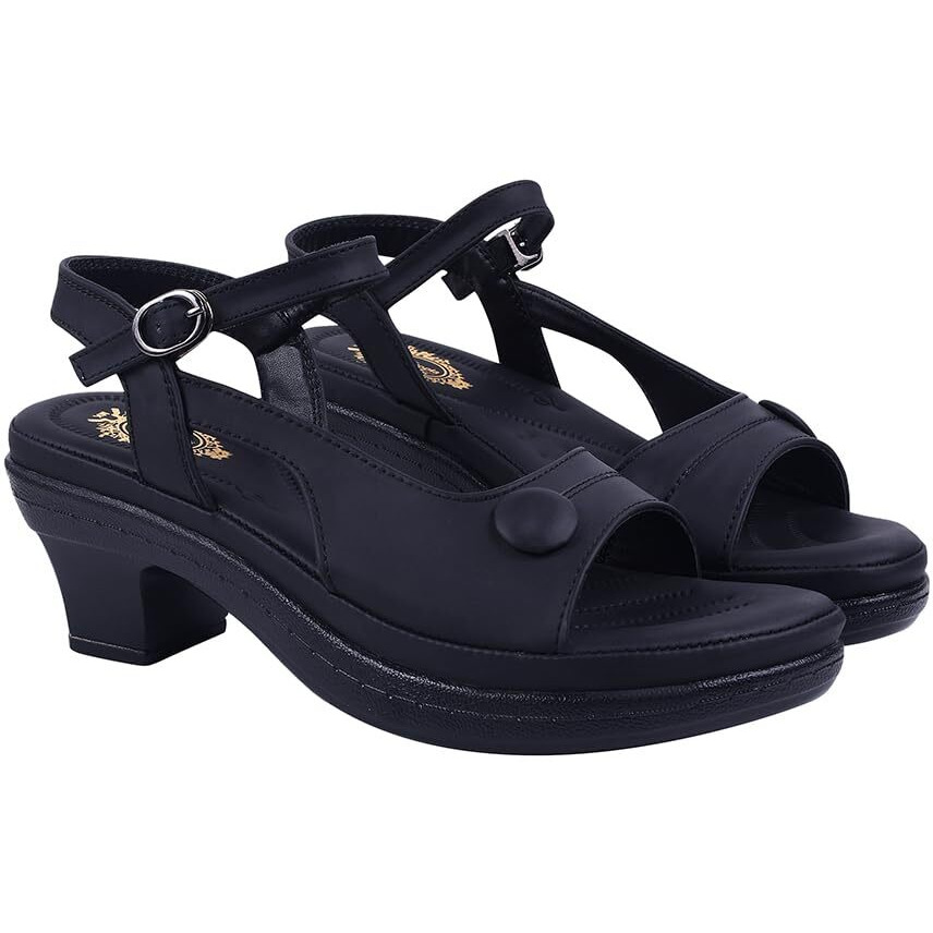 Shoetopia Orthopedic Comfortable Doctor Sole Black Sandals For Women & Girls