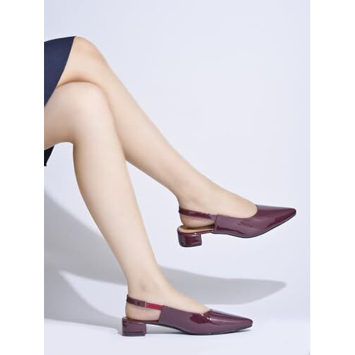 Shoetopia Solid Pointed Toe Cherry Pumps For Women & Girls /Eu37
