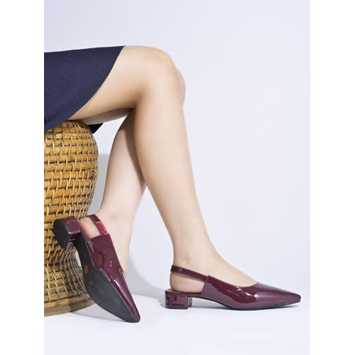 Shoetopia Solid Pointed Toe Cherry Pumps For Women & Girls /Eu37