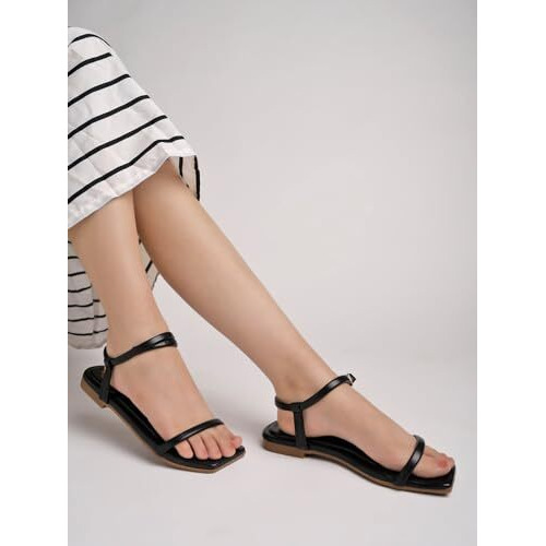 Shoetopia Comfortable Casual Black Sandals For Women /Eu40