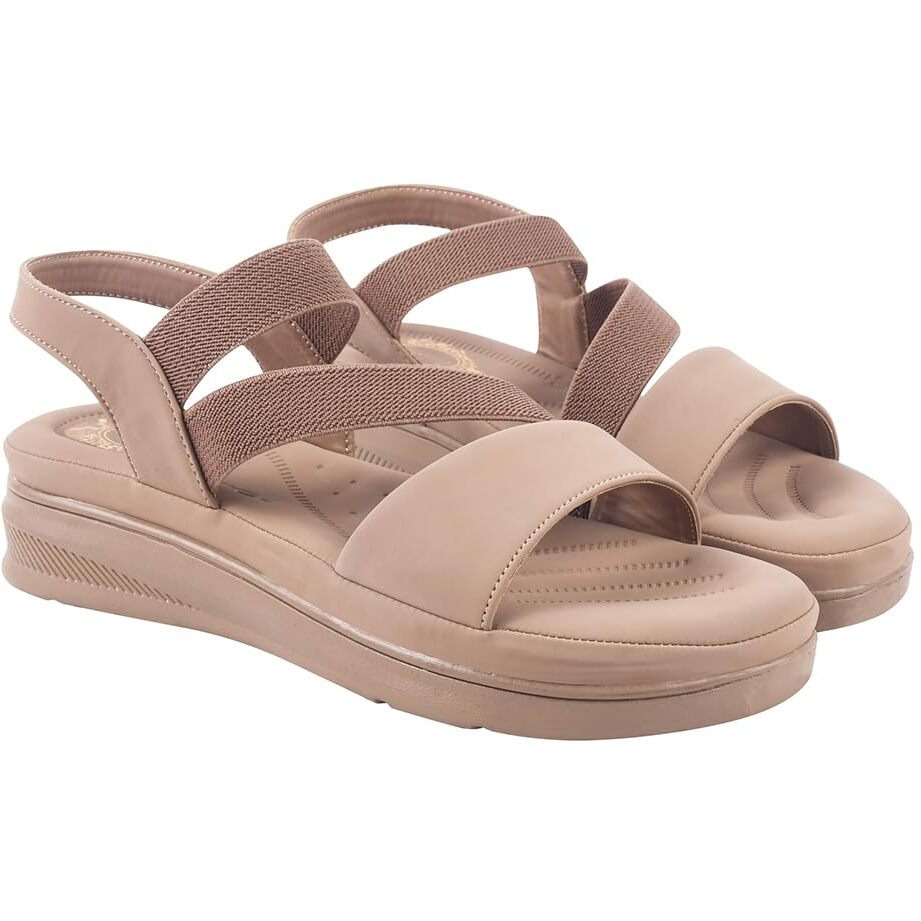 Shoetopia Comfortable Beige Doctor Sole Heels For Women & Girls /Eu38