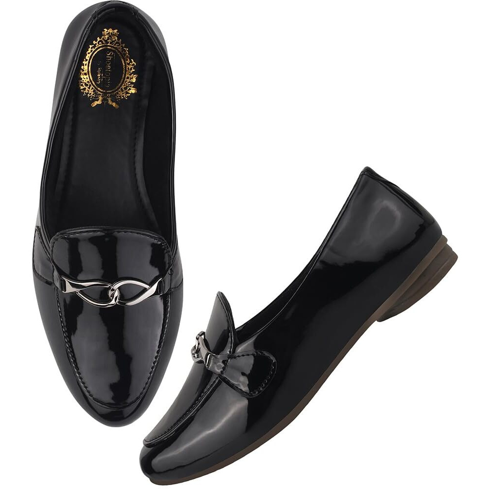 Shoetopia Pointed Toe Flat Black Belly For Women & Girls /Eu37