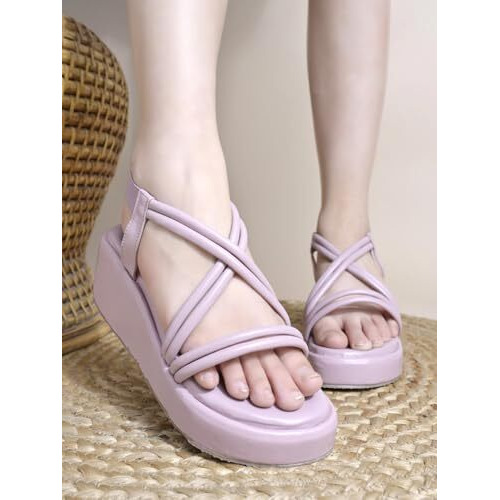 Shoetopia Womens & Girls Peach Wedges Sandal  Solid Criss-Cross Strap Design  Stylish, Comfortable, Durable Heels  Perfect For Casual, Party Eu41