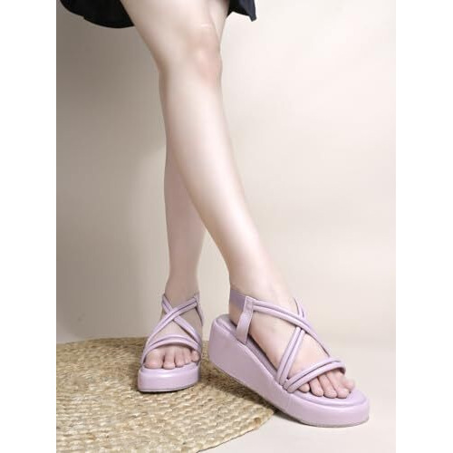 Shoetopia Womens & Girls Peach Wedges Sandal  Solid Criss-Cross Strap Design  Stylish, Comfortable, Durable Heels  Perfect For Casual, Party Eu41