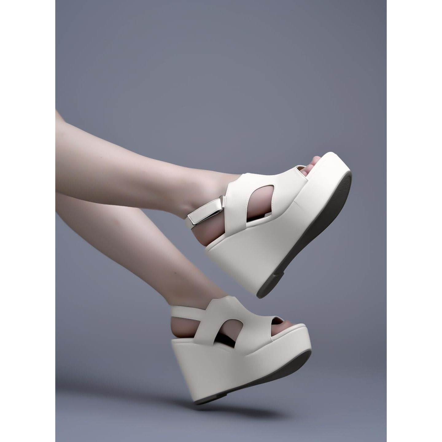 Shoetopia Comfortable Peep Toe White Wedges For Women & Girls /Eu38