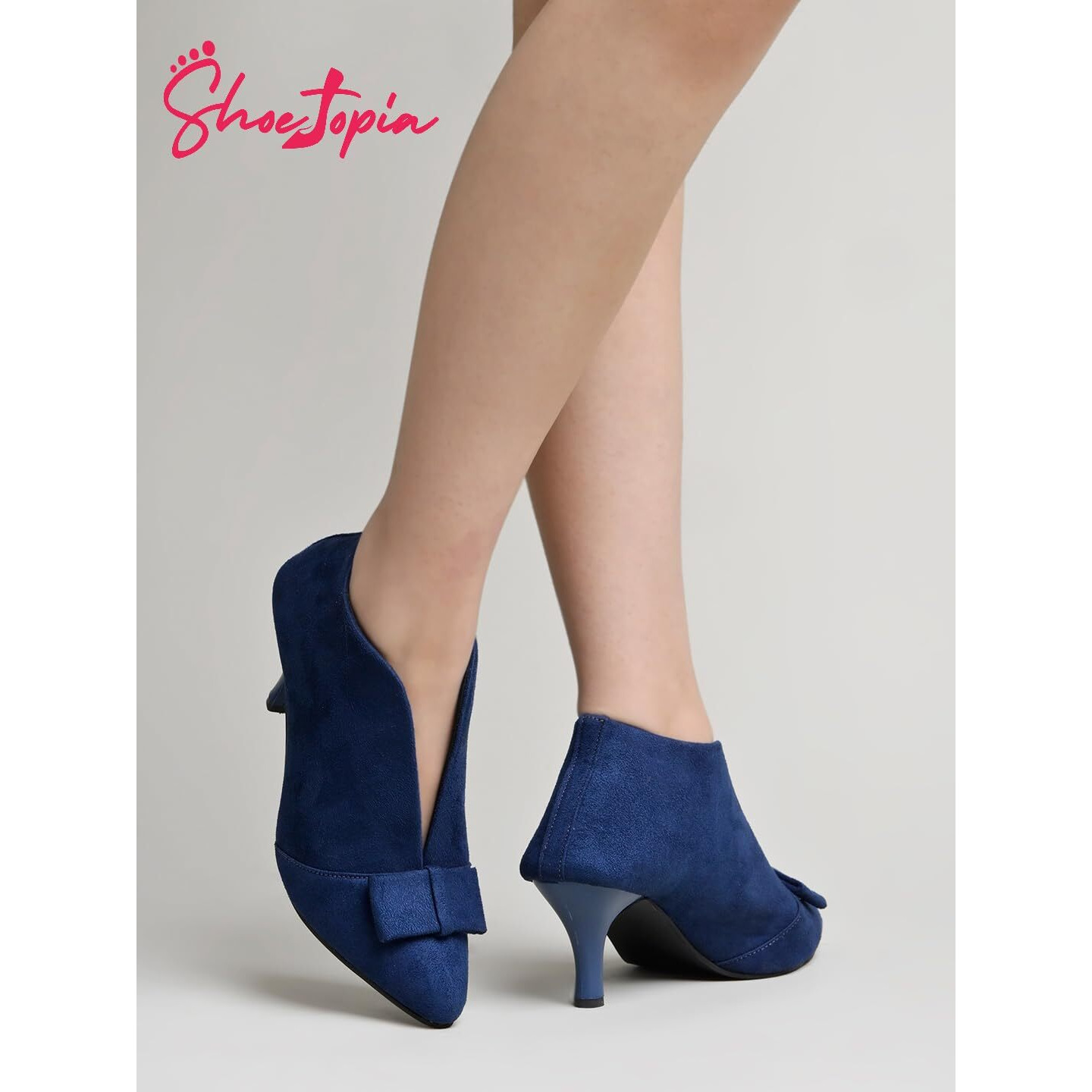 Shoetopia Solid Bow Detailed Blue Pumps For Girls-Eu40