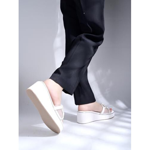 Shoetopia Retro Stylish White Wedges For Women & Girls /Eu38