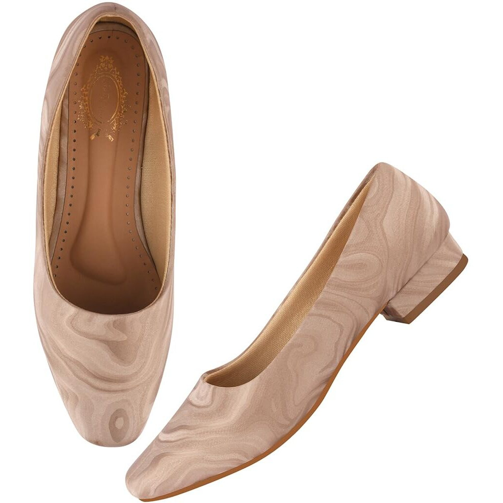 Shoetopia Solid Pointed Toe Golden Pumps For Women & Girls /Eu39