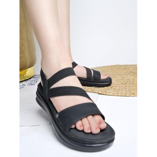 Shoetopia Comfortable Black Doctor Sole Heels For Women & Girls /Eu38