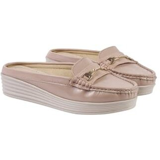 Shoetopia Stylish Comfortable Upper Bow Detailed Peach Slip-On Loafers For Girls Loafers For Women