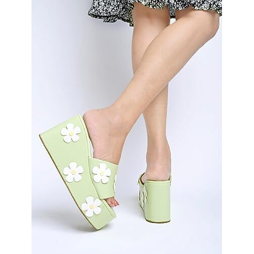 Shoetopia Girls P-Flower Green Wedge Sandal - 8 Uk (Girls-P-Flower-Green)
