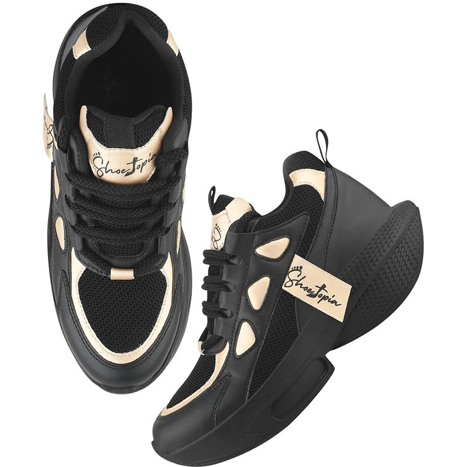 Shoetopia Black Casual Sneakers For Women & Girls /Eu36