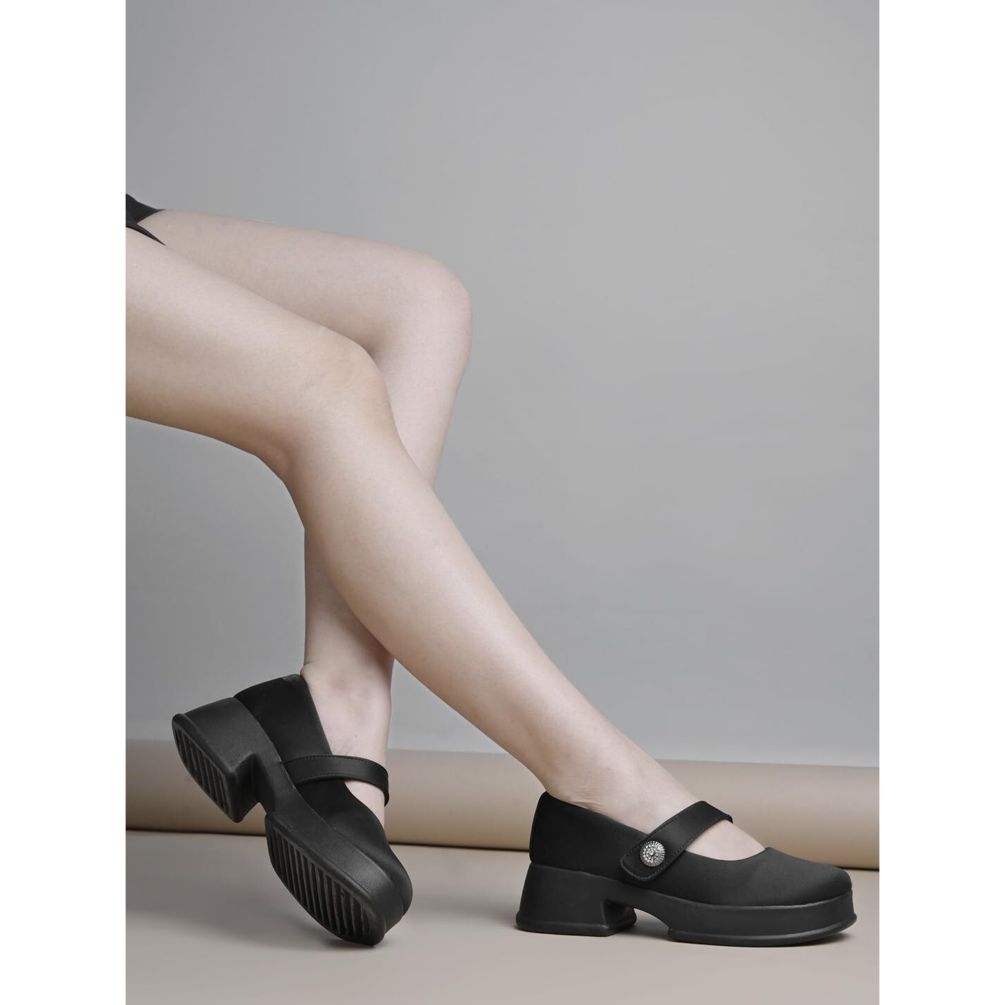 Shoetopia Stylish Black Marry-Janes For Women & Girls /Eu38