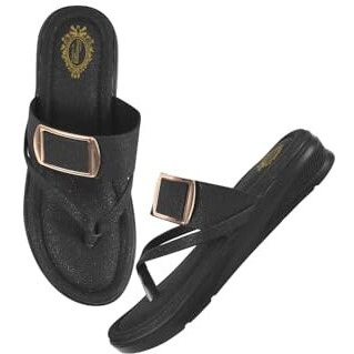 Shoetopia Stylish Black Wedges For Women & Girls /Eu36