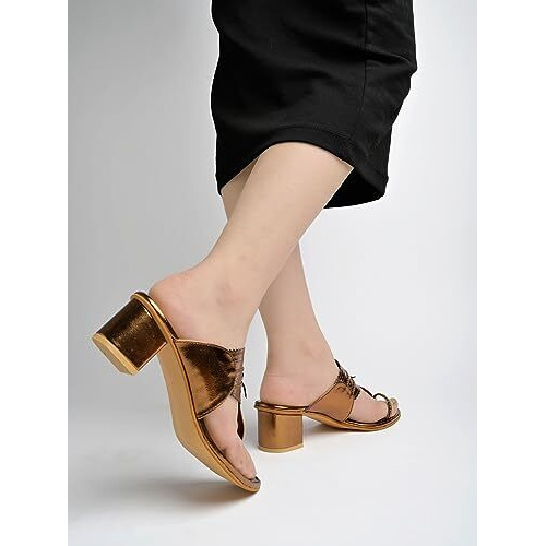 Shoetopia Girls Kh-5555 Copper Heeled Sandal - 4 Uk (Girls-Kh-5555-Copper)