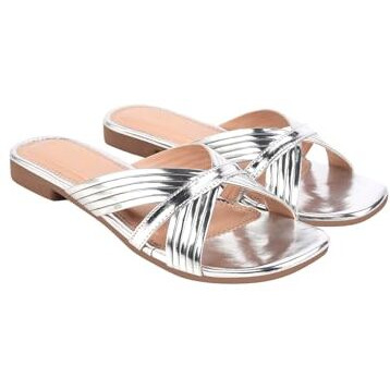 Shoetopia Embellished Silver Flats For Women & Girls /Eu41