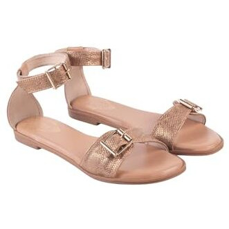 Shoetopia Chic & Comfy Ankle Strap Copper Flat Sandals For Everyday Elegance For Women & Girls /Eu37