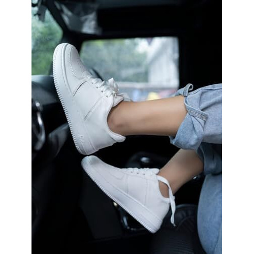 Shoetopia Girls Air White Sneaker - 4 Uk (Girls-Air-White)