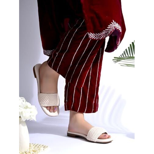Shoetopia Smart Casual Cream Flats For Women & Girls /Eu42